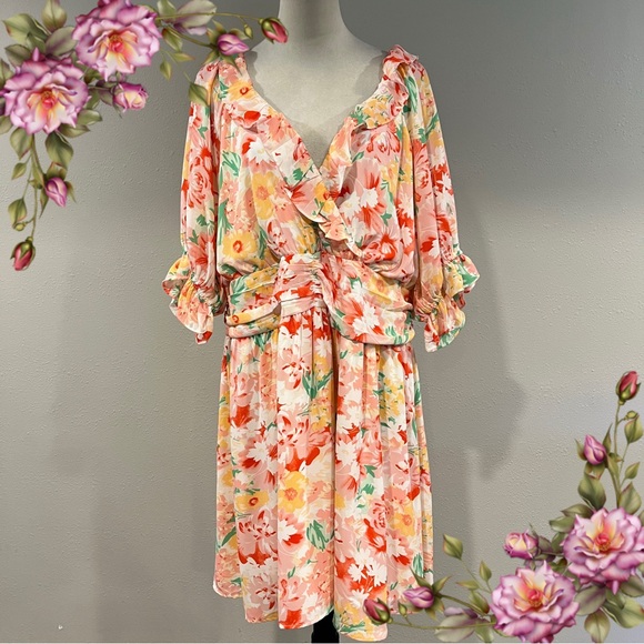 Floral long sleeve plus size Dress size 3X - Picture 1 of 15